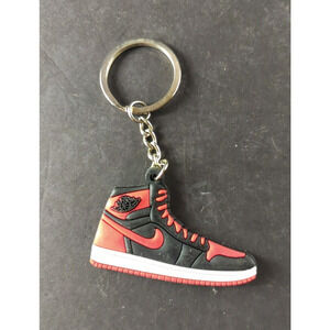 Tennis Shoe Red Black Rubber Keychain